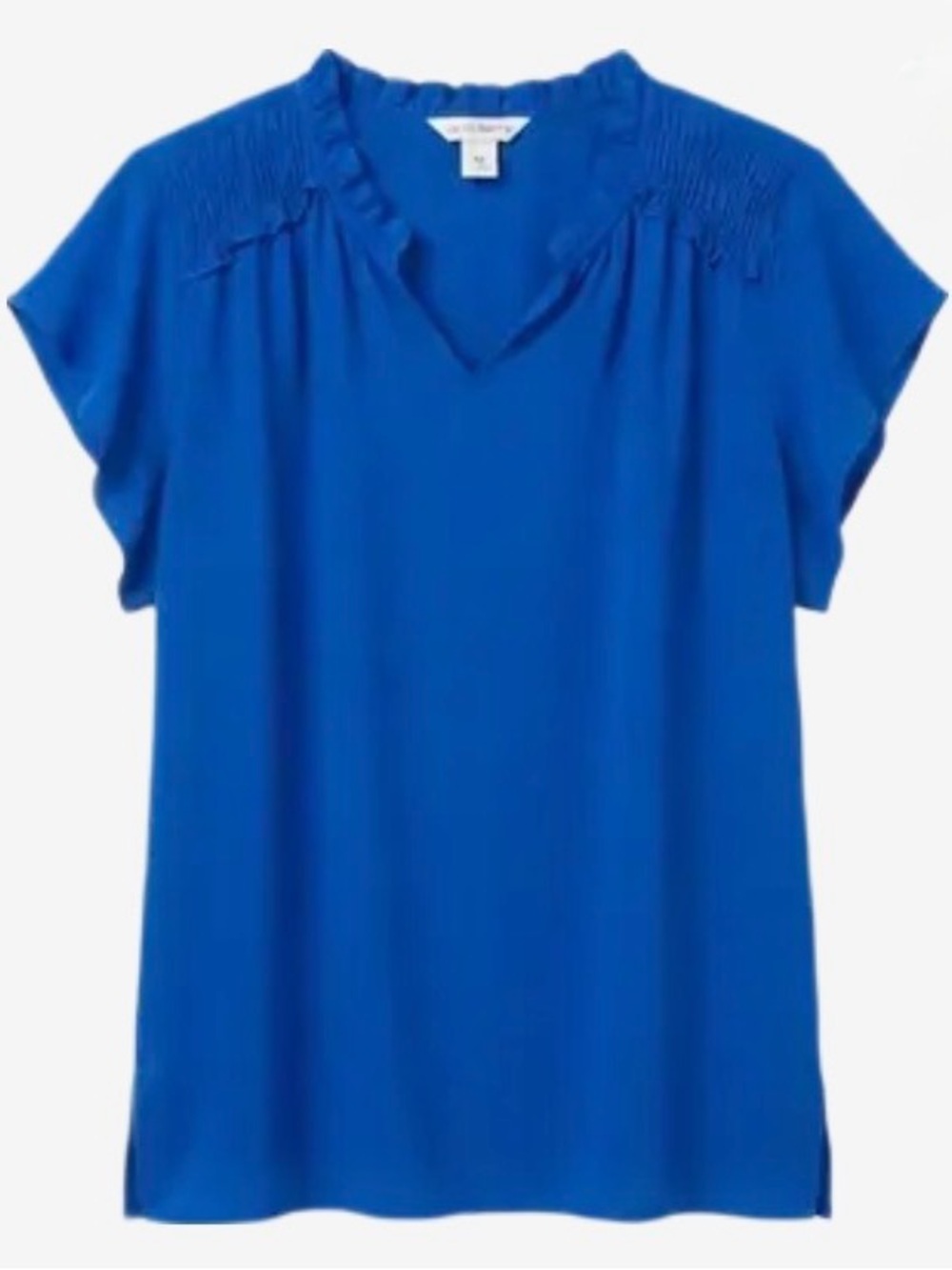 Bright Blue Short Sleeve V-Neck Top - Liz Claiborne